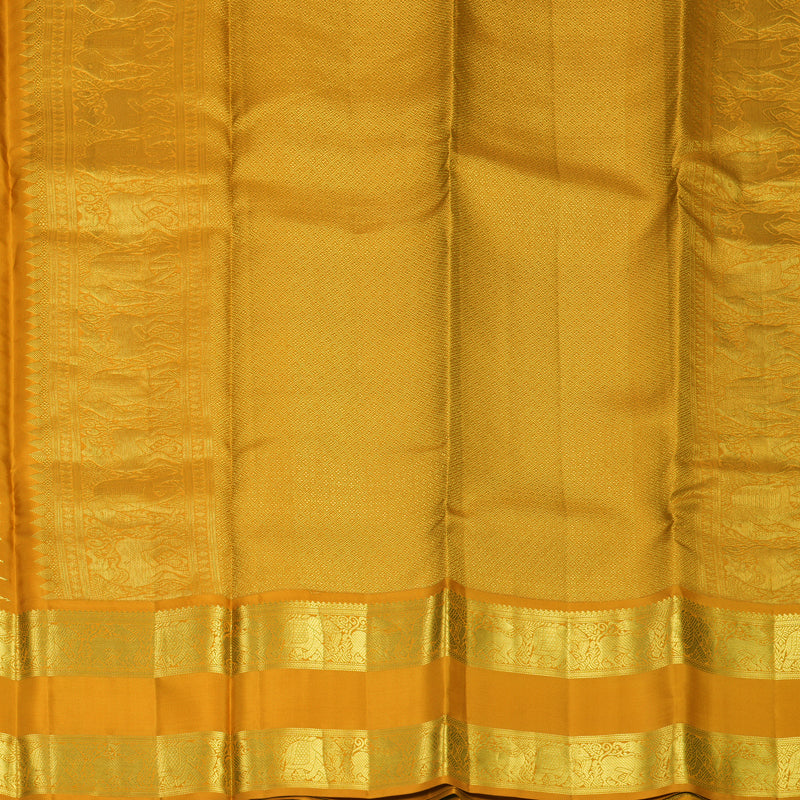 Hayagrivas Handloom Tumeric Yellow Kanjivaram Silk Saree KBF858H23-2