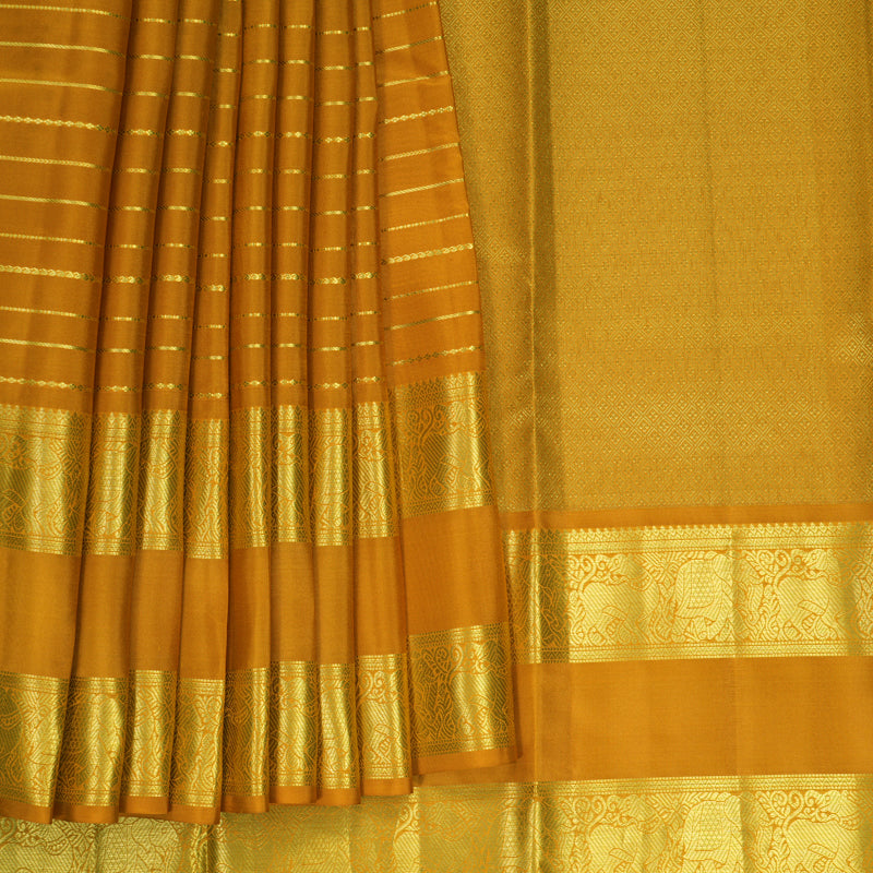 Hayagrivas Handloom Tumeric Yellow Kanjivaram Silk Saree KBF858H23-2