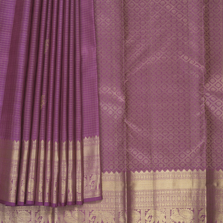 Hayagrivas Handloom Purple Kanjivaram Silk Saree KBF858H3-1