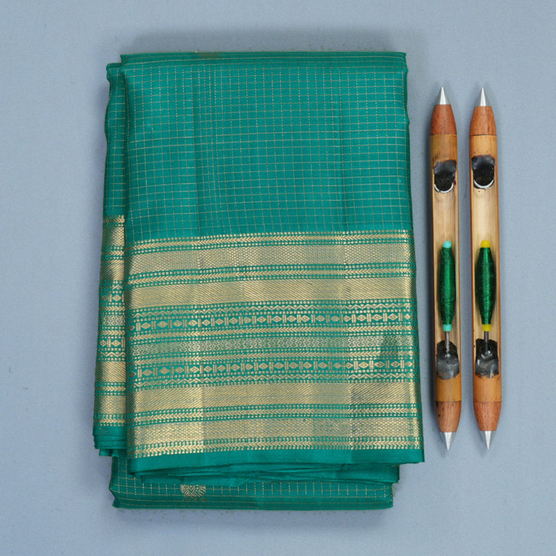 Hayagrivas Handloom Teal Green Kanjivaram Silk Saree KBF858H3-7
