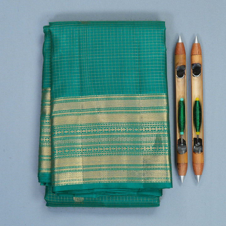 Hayagrivas Handloom Teal Green Kanjivaram Silk Saree KBF858H3-7