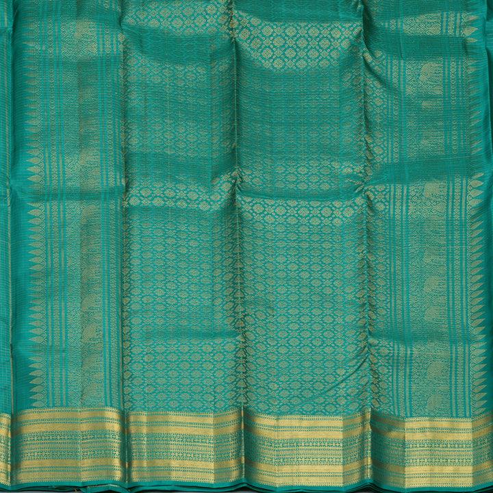 Hayagrivas Handloom Teal Green Kanjivaram Silk Saree KBF858H3-7