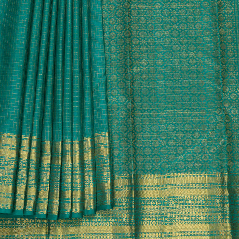 Hayagrivas Handloom Teal Green Kanjivaram Silk Saree KBF858H3-7