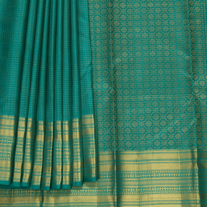 Hayagrivas Handloom Teal Green Kanjivaram Silk Saree KBF858H3-7