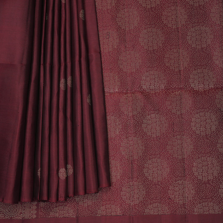 Hayagrivas Maroon Handloom Soft Silk Saree KBF863H1-1