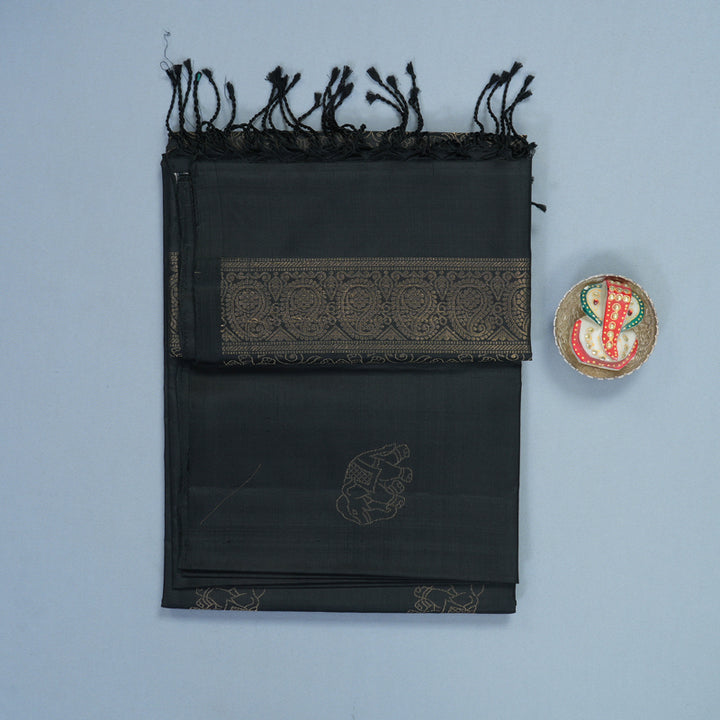 Hayagrivas Black Handloom Soft Silk Saree KBF863H1-6