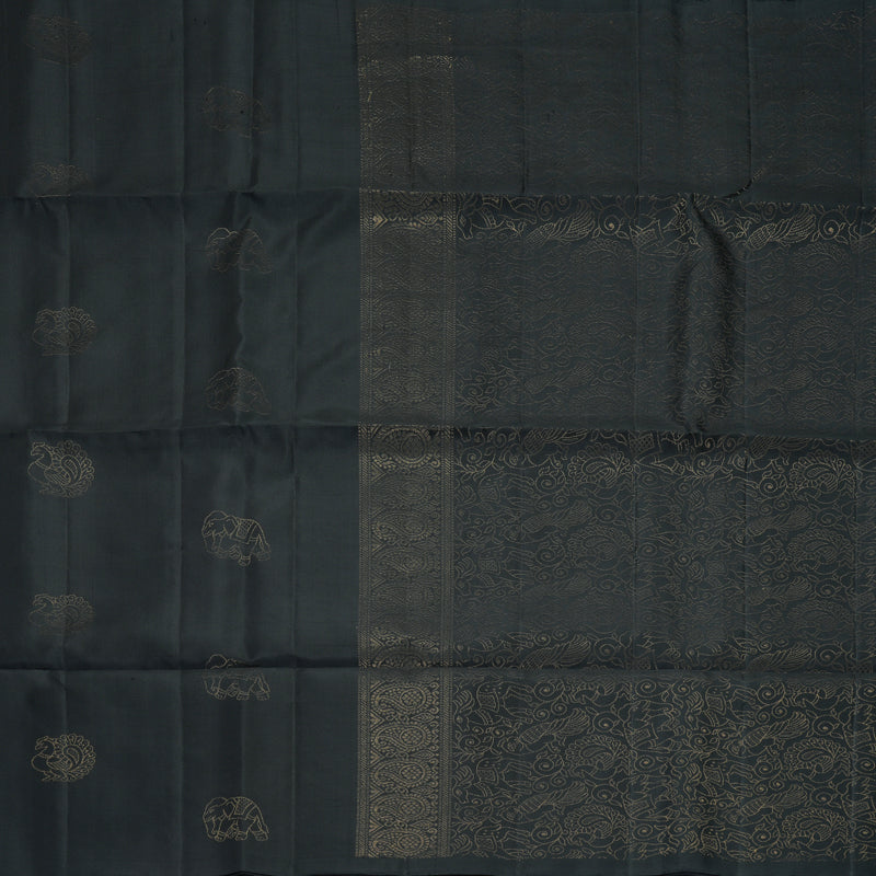 Hayagrivas Black Handloom Soft Silk Saree KBF863H1-6