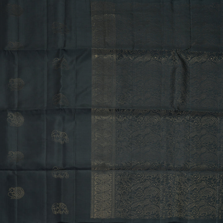 Hayagrivas Black Handloom Soft Silk Saree KBF863H1-6