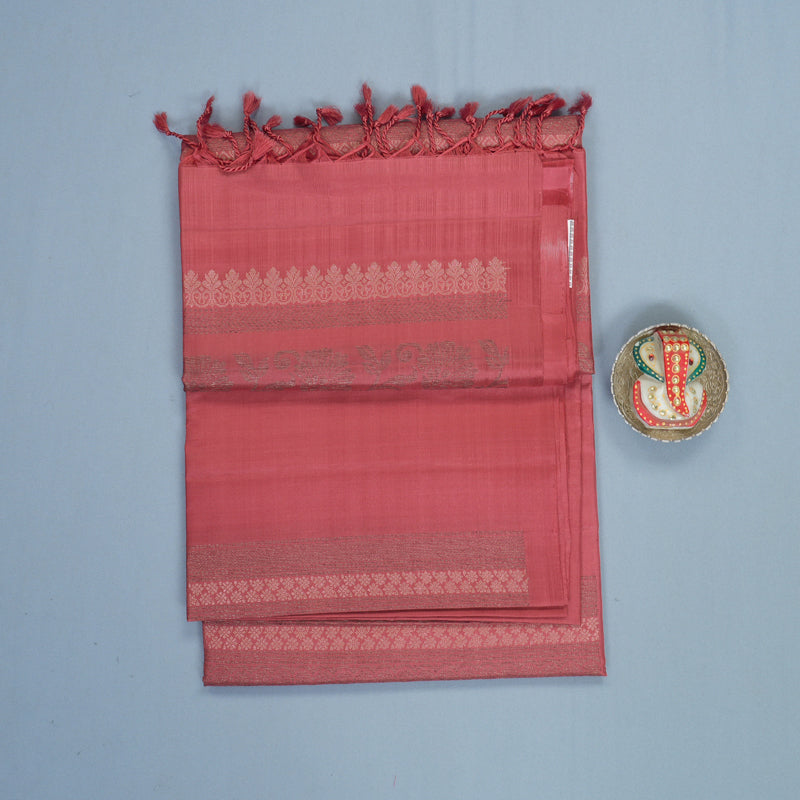 Hayagrivas Rosewood Pink Handloom Soft Silk Saree KBF863H7-1