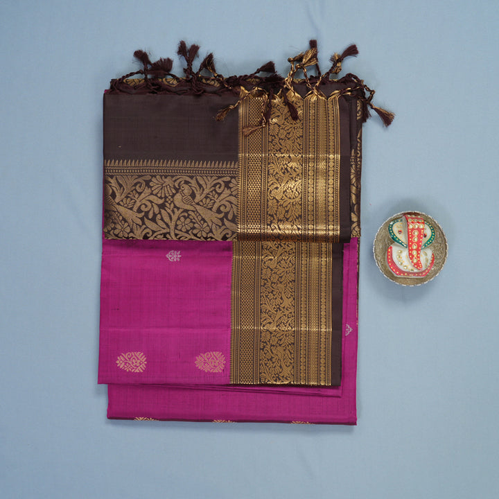 Hayagrivas Vadamalli Purple Handloom Soft Silk Saree KBF863H9-1