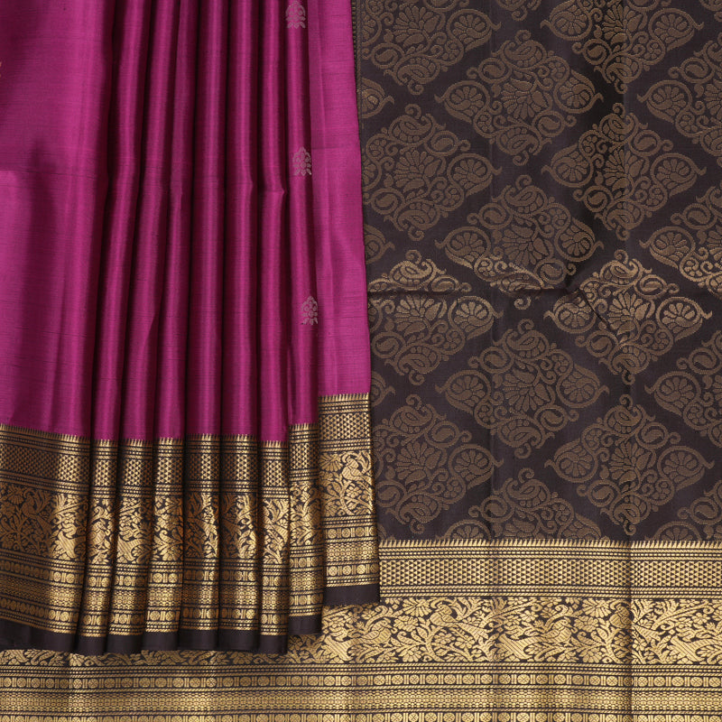 Hayagrivas Vadamalli Purple Handloom Soft Silk Saree KBF863H9-1