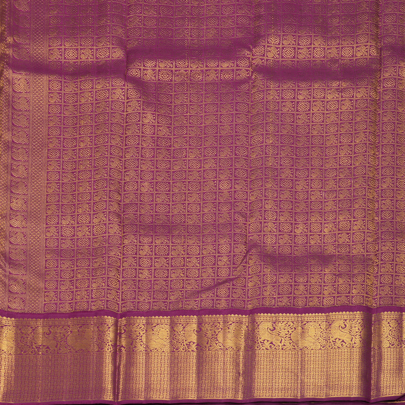 Hayagrivas Handloom Cream Kanjivaram Silk Saree with Purple Border KBF865H1-1