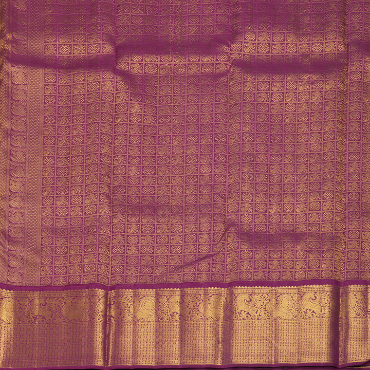 Hayagrivas Handloom Cream Kanjivaram Silk Saree with Purple Border KBF865H1-1
