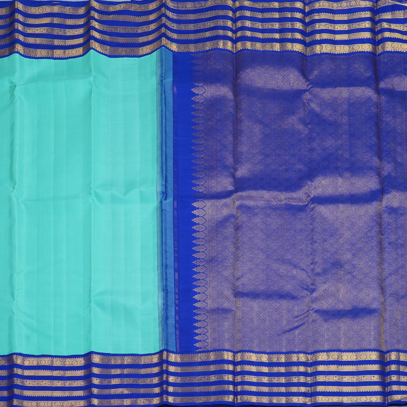 Hayagrivas Handloom Sea Blue Kanjivaram Silk Saree with MS Blue Border KBF865H2-1