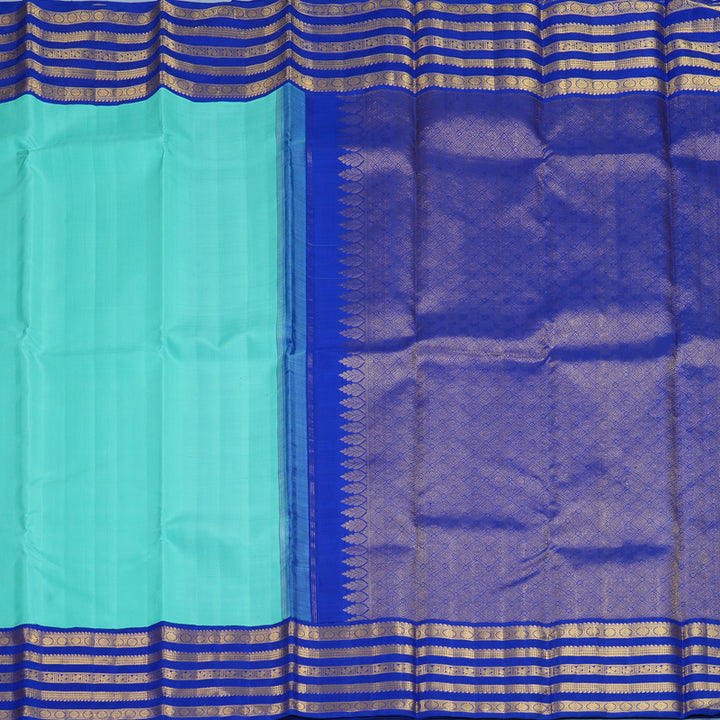 Hayagrivas Handloom Sea Blue Kanjivaram Silk Saree with MS Blue Border KBF865H2-1