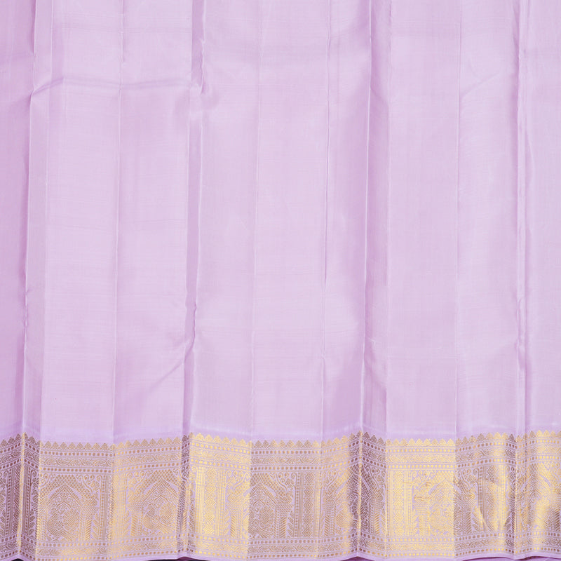 Hayagrivas Handloom Reddish-Orange Kanjivaram Silk Saree with Lilac Border KBF865H2-4