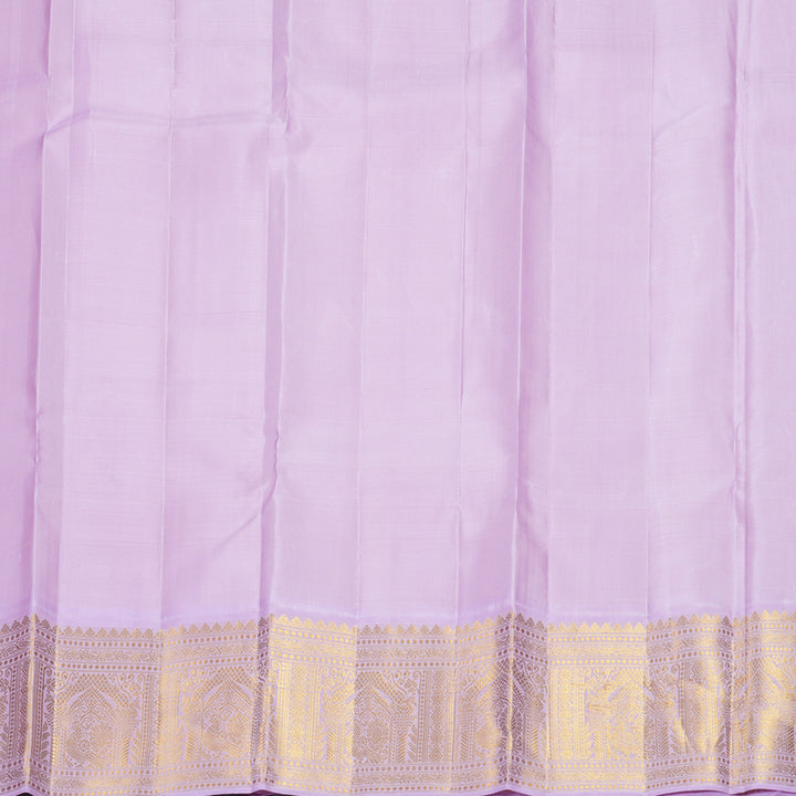 Hayagrivas Handloom Reddish-Orange Kanjivaram Silk Saree with Lilac Border KBF865H2-4