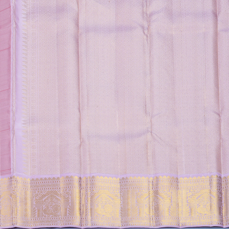 Hayagrivas Handloom Reddish-Orange Kanjivaram Silk Saree with Lilac Border KBF865H2-4