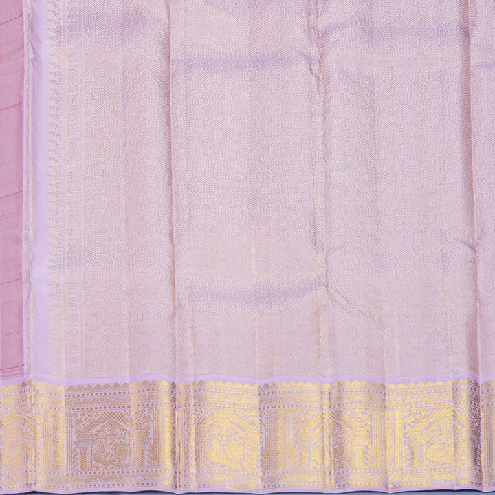 Hayagrivas Handloom Reddish-Orange Kanjivaram Silk Saree with Lilac Border KBF865H2-4