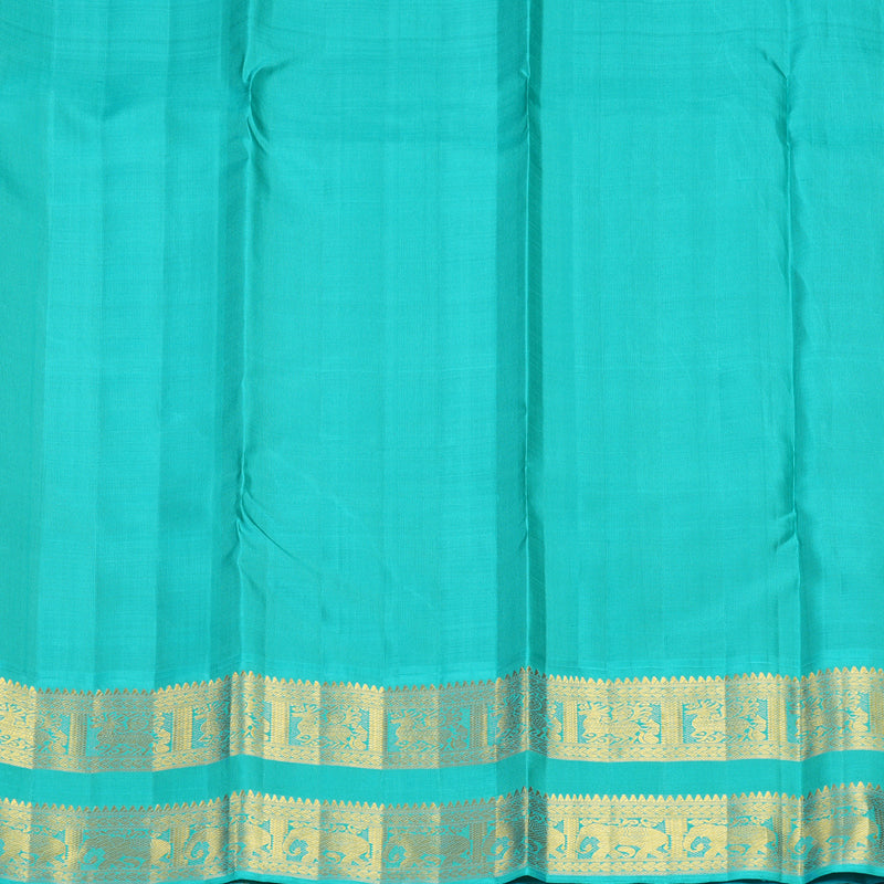 Hayagrivas Handloom Deep Wine Kanjivaram Silk Saree with Sky Blue Border KBF865H2-5