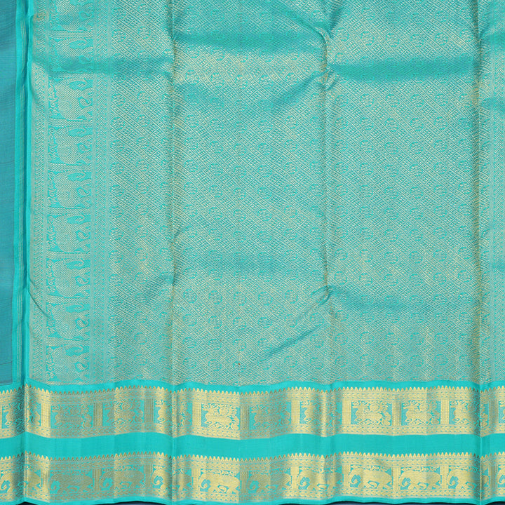 Hayagrivas Handloom Deep Wine Kanjivaram Silk Saree with Sky Blue Border KBF865H2-5