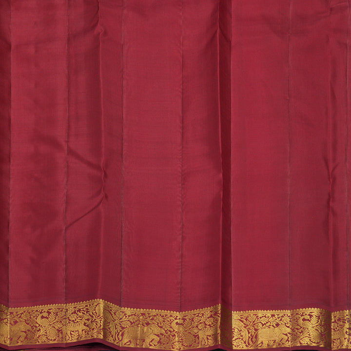 Hayagrivas Handloom Mambazham Yellow Kanjivaram Silk Saree with Maroon Border KBF865H3-1
