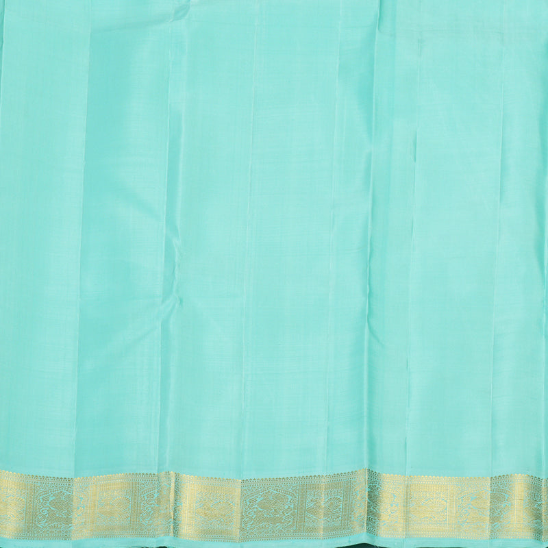 Hayagrivas Handloom Half-White Kanjivaram Silk Saree with Sky Blue Border KBF865H4-1