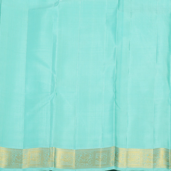 Hayagrivas Handloom Half-White Kanjivaram Silk Saree with Sky Blue Border KBF865H4-1