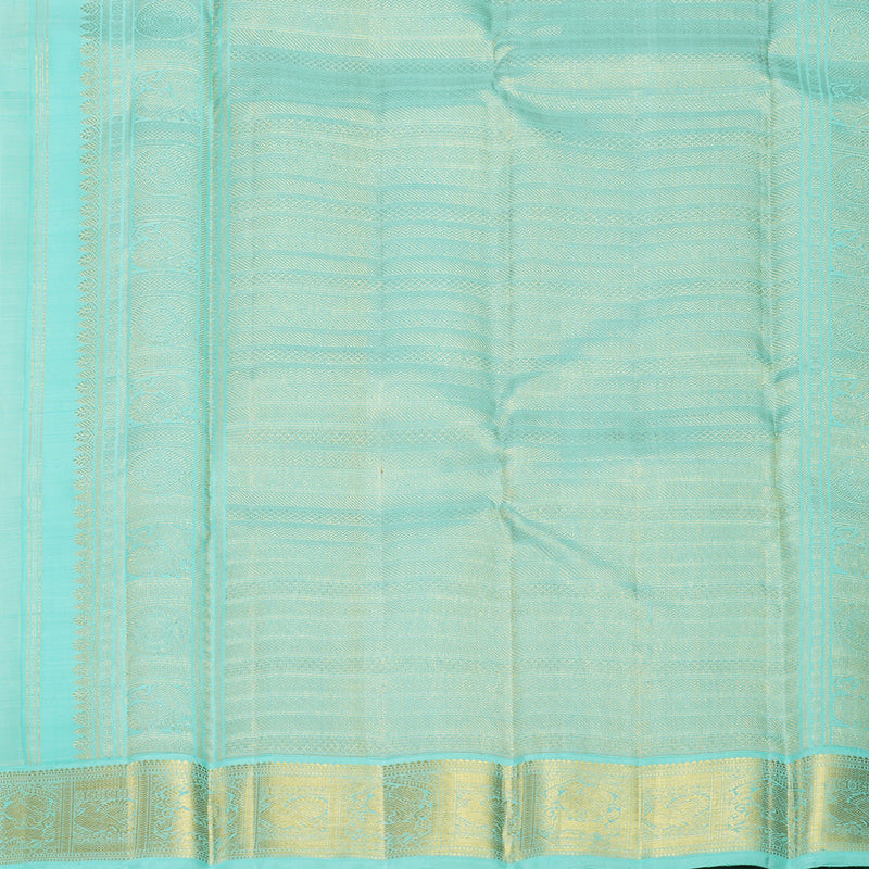 Hayagrivas Handloom Half-White Kanjivaram Silk Saree with Sky Blue Border KBF865H4-1