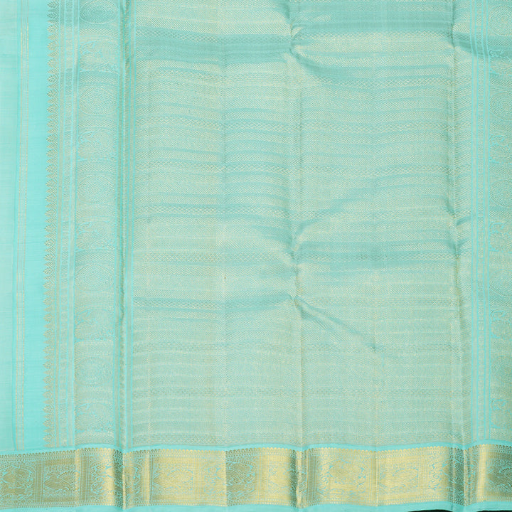 Hayagrivas Handloom Half-White Kanjivaram Silk Saree with Sky Blue Border KBF865H4-1