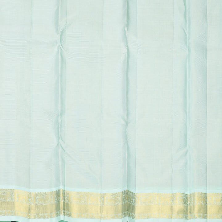 Hayagrivas Handloom Orangish-Pink Kanjivaram Silk Saree with Pista Green Border KBF866H4-1