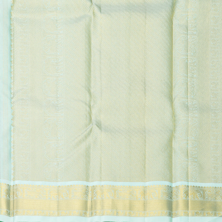 Hayagrivas Handloom Orangish-Pink Kanjivaram Silk Saree with Pista Green Border KBF866H4-1