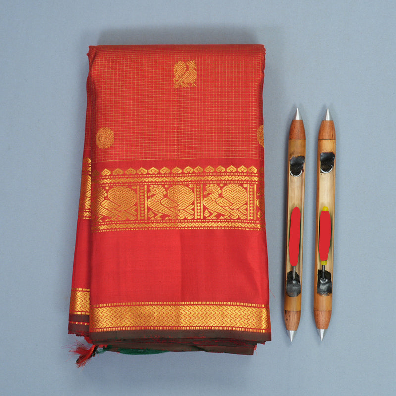 Hayagrivas Handloom Red Kanjivaram Silk Saree KBF867H1-1