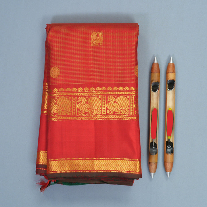 Hayagrivas Handloom Red Kanjivaram Silk Saree KBF867H1-1
