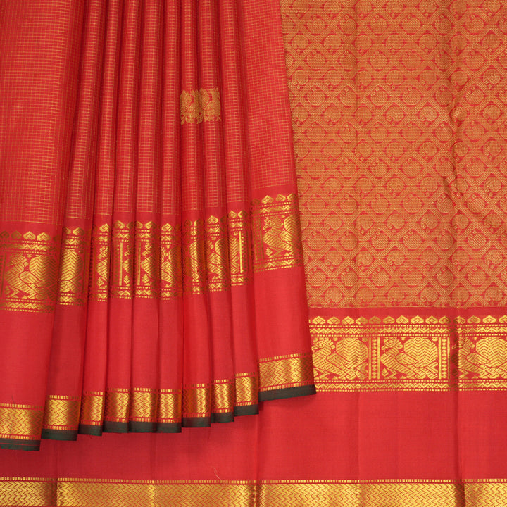 Hayagrivas Handloom Red Kanjivaram Silk Saree KBF867H1-1