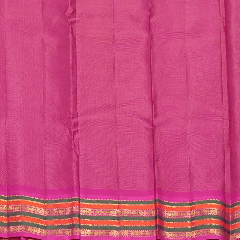 Hayagrivas Handloom Bottle Green Kanjivaram Silk Saree with Rani Pink Border KBF867H15-1