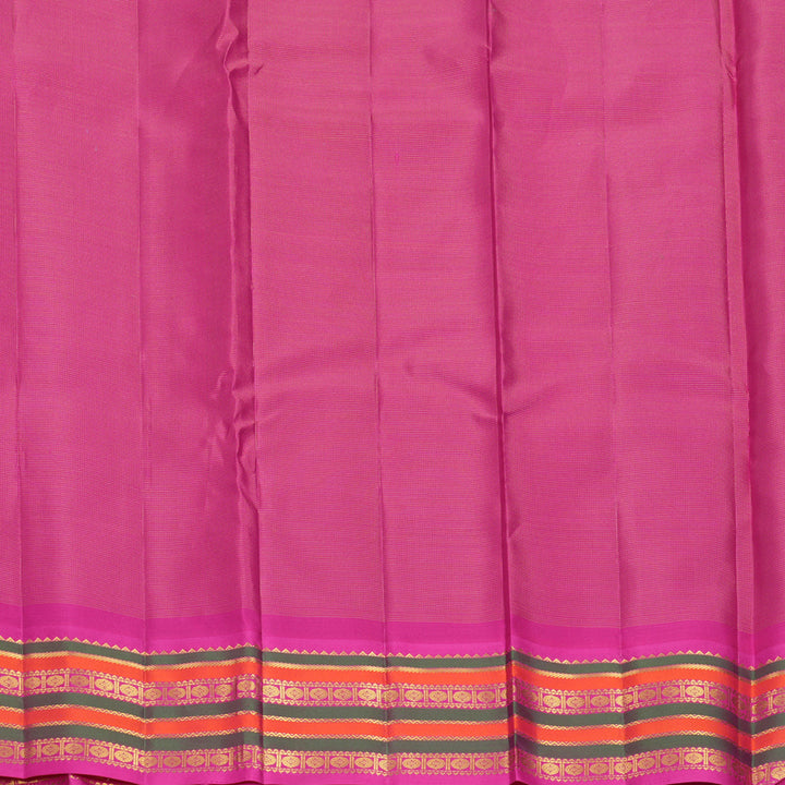 Hayagrivas Handloom Bottle Green Kanjivaram Silk Saree with Rani Pink Border KBF867H15-1