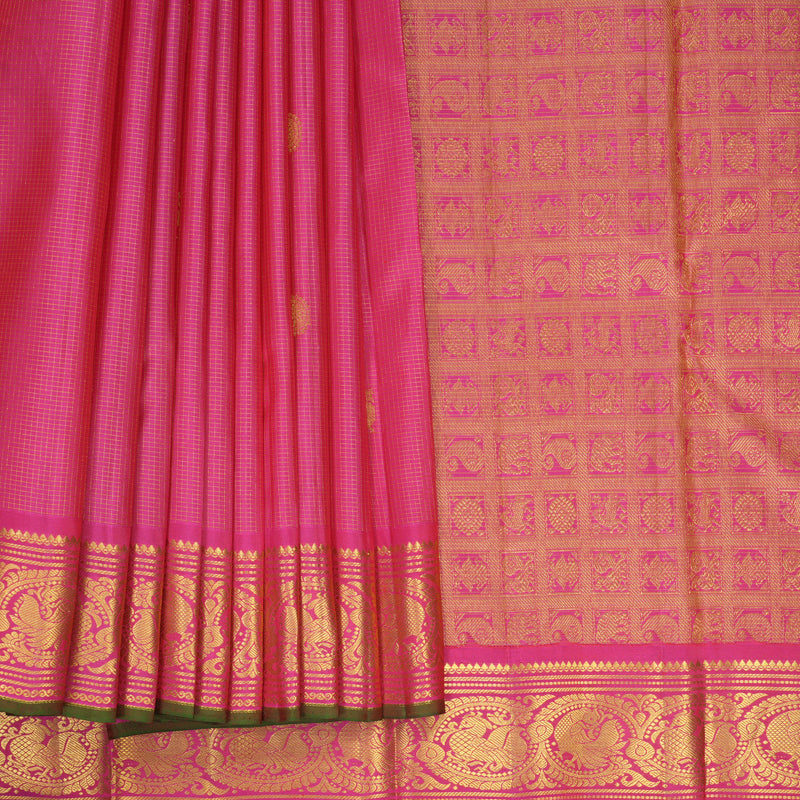 Hayagrivas Handloom Rani Pink Kanjivaram Silk Saree KBF867H4-1