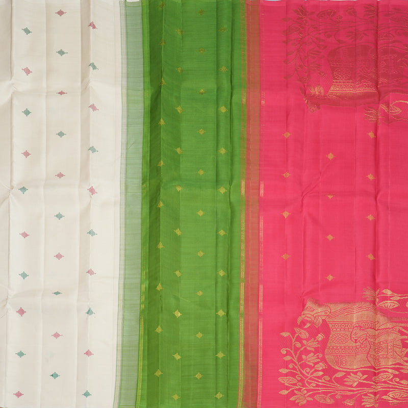 Hayagrivas Handloom Beige Kanjivaram Silk Saree KBF868H1-1