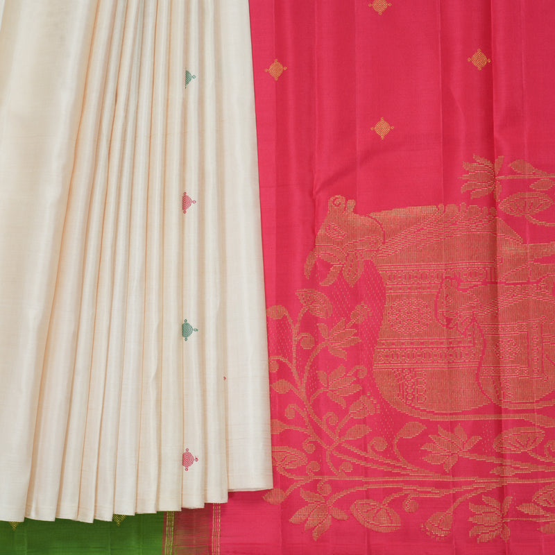 Hayagrivas Handloom Beige Kanjivaram Silk Saree KBF868H1-1