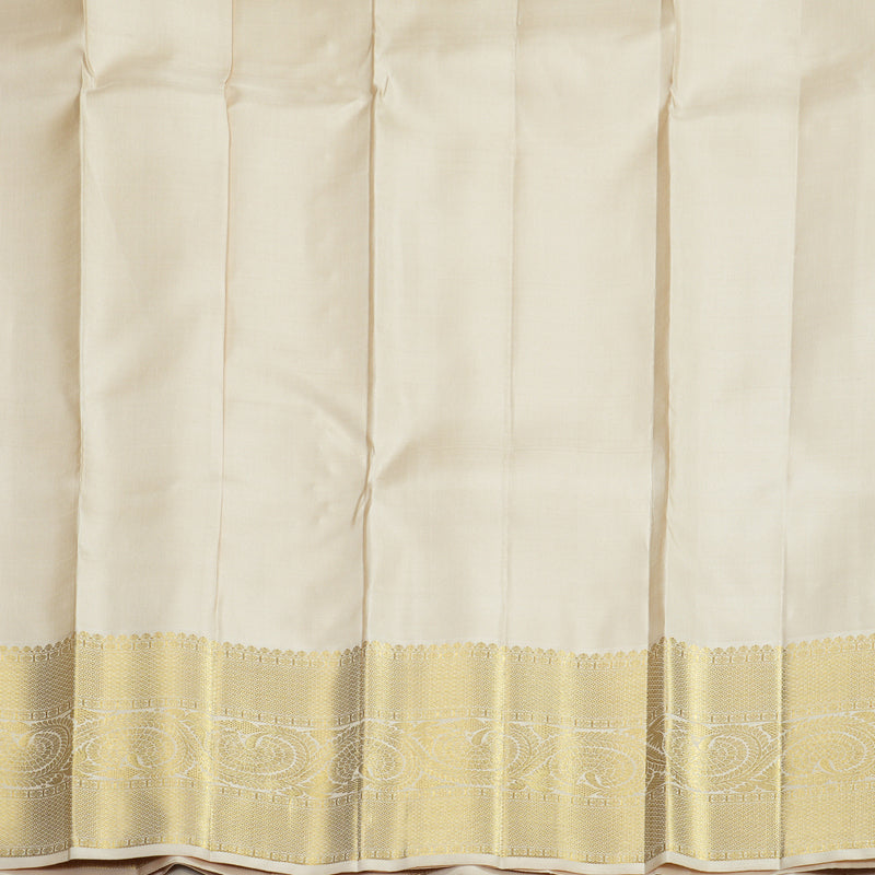 Hayagrivas Handloom Mustard Yellow Kanjivaram Silk Saree with Half-White Border KBF868H12-1