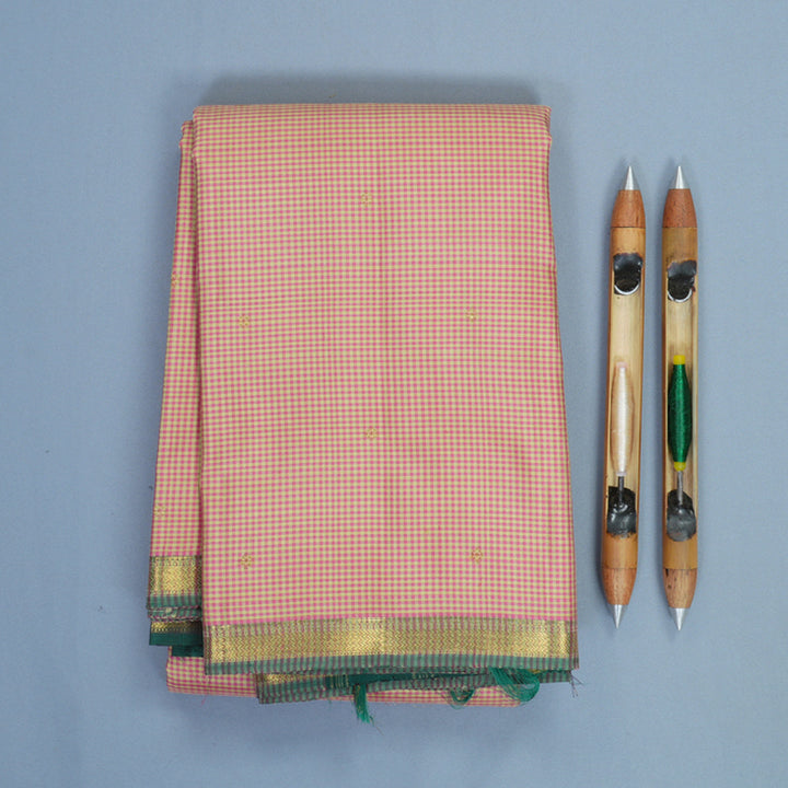 Hayagrivas Handloom Pink &amp; Pista Green Zasa Zasa Kattam Kanjivaram Silk Saree KBF868H3-1