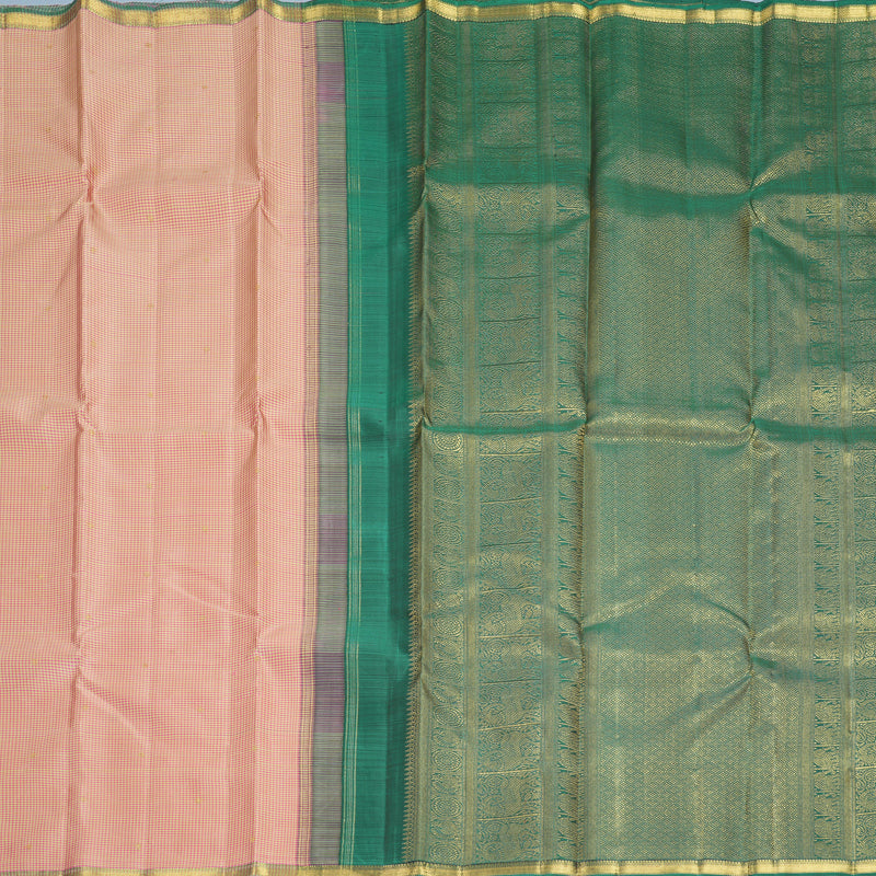 Hayagrivas Handloom Pink &amp; Pista Green Zasa Zasa Kattam Kanjivaram Silk Saree KBF868H3-1
