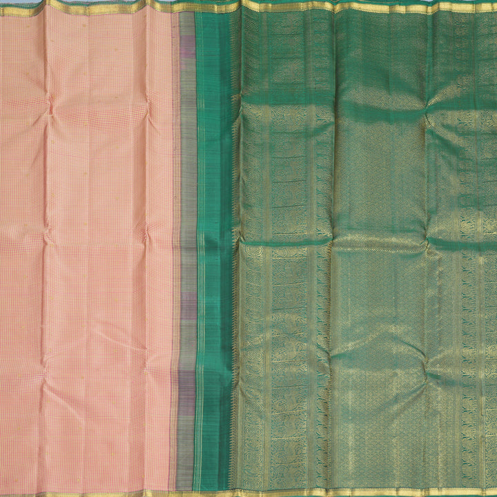 Hayagrivas Handloom Pink &amp; Pista Green Zasa Zasa Kattam Kanjivaram Silk Saree KBF868H3-1