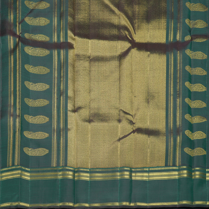 Hayagrivas Handloom Multicolour Stripes Kanjivaram Silk Saree with Bottle Green Border KBF868H5-1