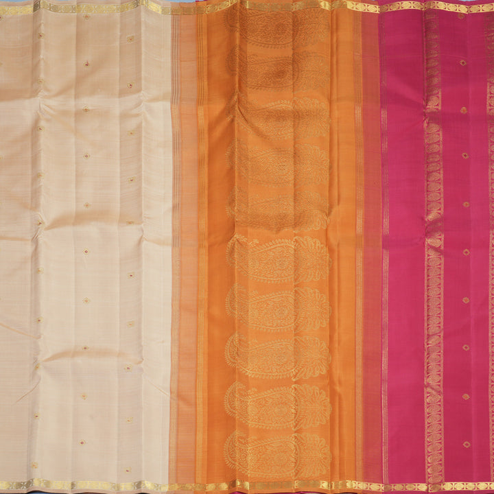 Hayagrivas Handloom Beige Kanjivaram Silk Saree KBF868H6-1