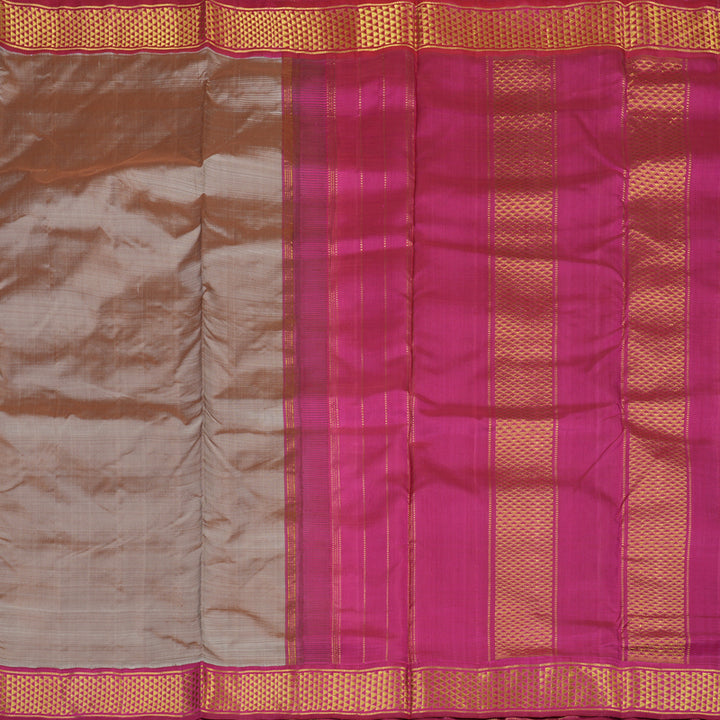 Hayagrivas Handloom Onion Pink Ten Yards Silk Saree with Pink Border KBF86D1-1