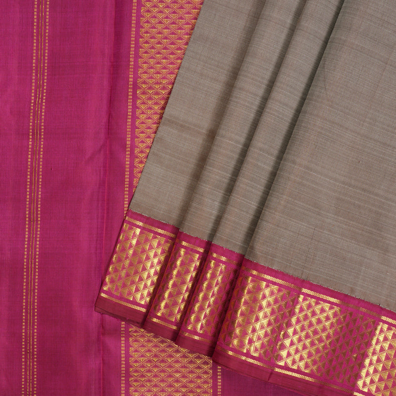 Hayagrivas Handloom Onion Pink Ten Yards Silk Saree with Pink Border KBF86D1-1