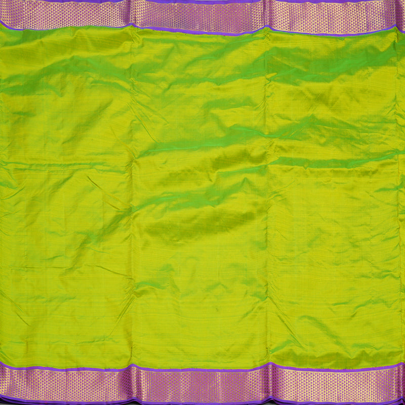 Hayagrivas Handloom Fluorescent Green Ten Yards Silk Saree KBF86D2-2