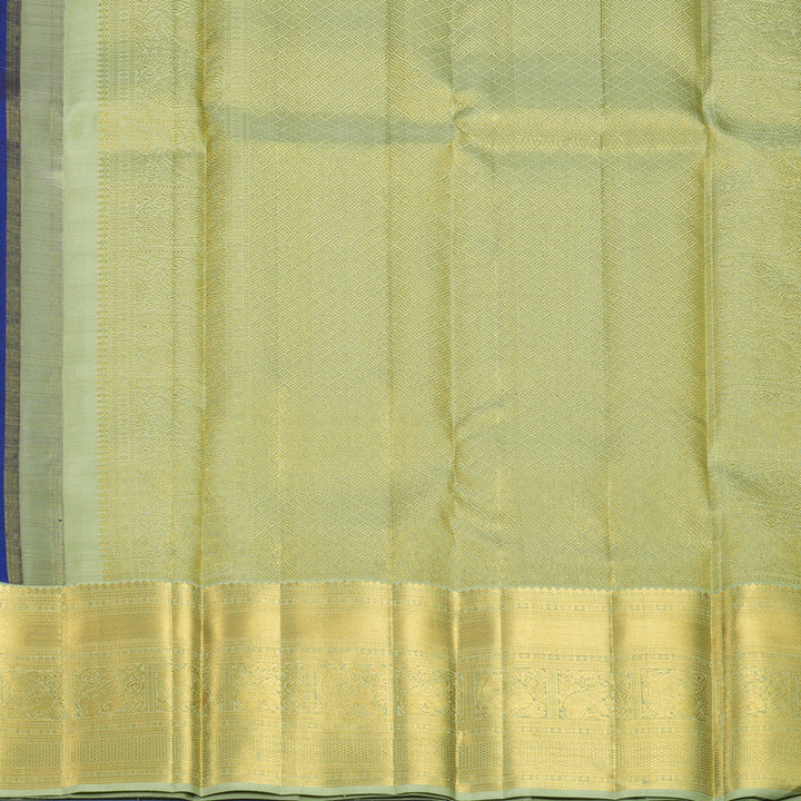 Hayagrivas Handloom MS Blue Kanjivaram Silk Saree with Pista Green Border KBF871H1-1